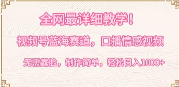 全网最详细教学,视频号蓝海赛道,口播情感视频,无需露脸,制作简单,轻松实现日入1000+【揭秘】-青禾学社