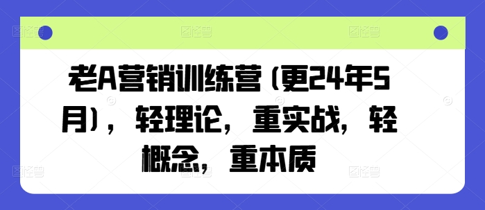 老A营销训练营(更24年10月),轻理论,重实战,轻概念,重本质-青禾学社