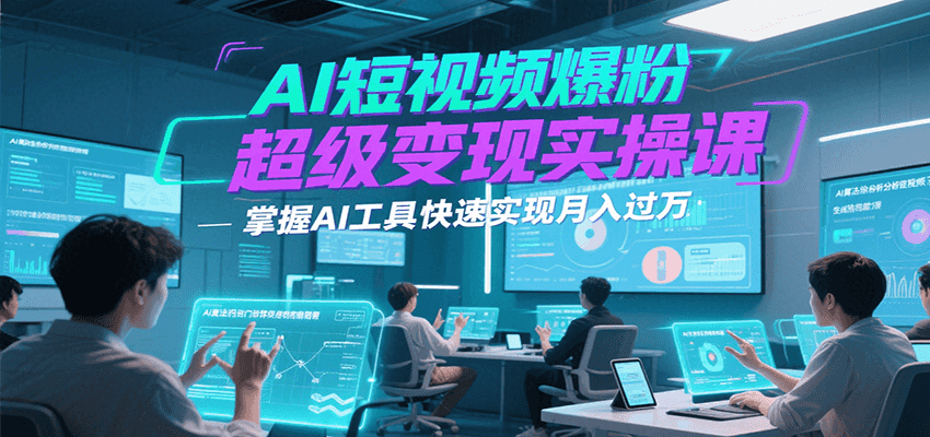 AI短视频爆粉超级变现实操课，掌握AI工具快速实现月入过万-青禾学社