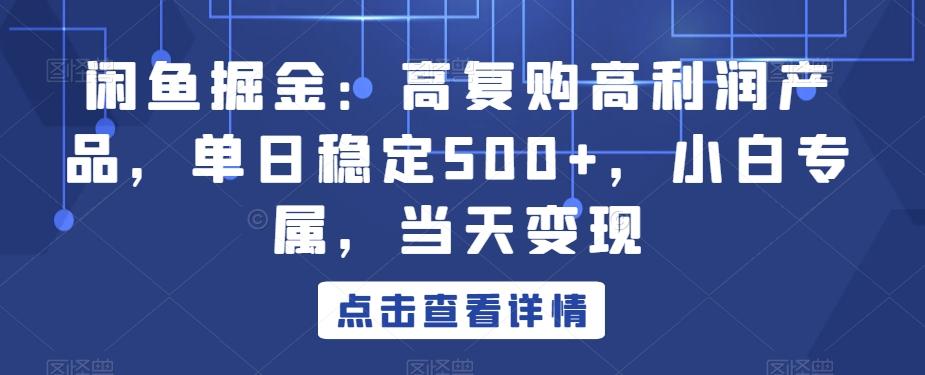 闲鱼掘金:高复购高利润产品,单日稳定500+,小白专属,当天变现-青禾学社