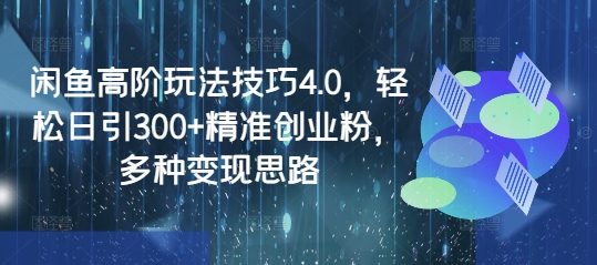 闲鱼高阶玩法技巧4.0,轻松日引300+精准创业粉,多种变现思路-青禾学社