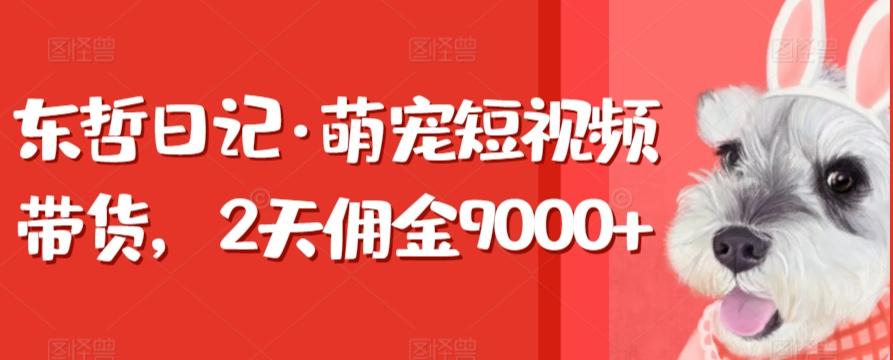 东哲日记·萌宠短视频带货,2天佣金9000+-青禾学社