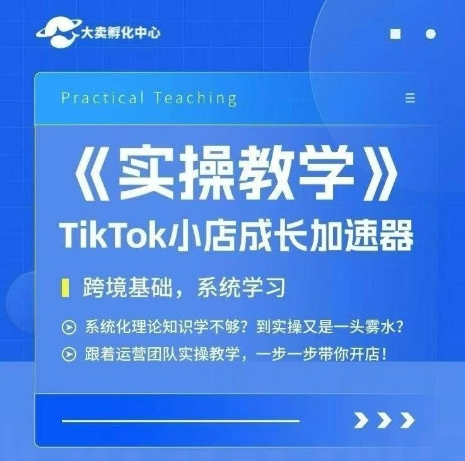 大卖家孵化中心TikTok实操课,TikTok小店成长加速器,跨境基础系统学习,一步一步带你开店-青禾学社