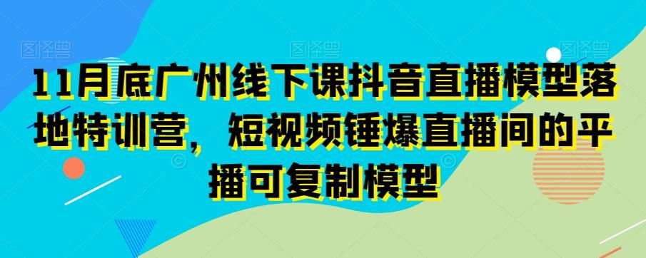 11月底广州线下课抖音直播模型落地特训营,短视频锤爆直播间的平播可复制模型-青禾学社