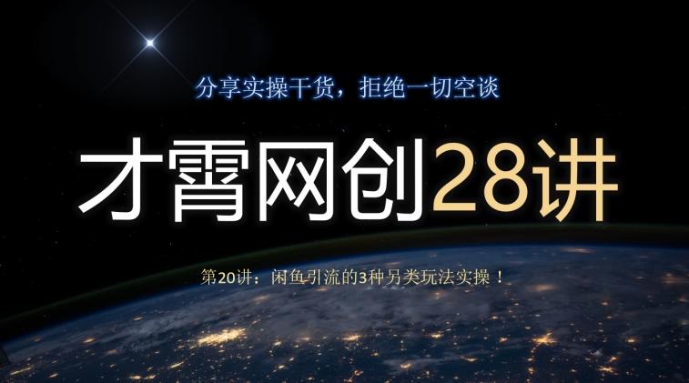 才霄网创28讲第20讲:闲鱼引流的3种另类玩法实操!-青禾学社