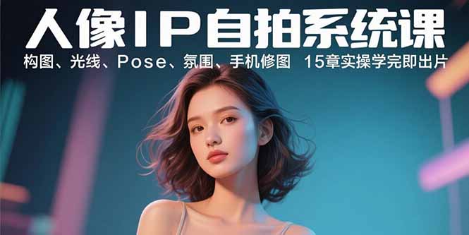 人像IP自拍系统课:构图、光线、Pose、氛围、手机修图 15章实操学完即出片-青禾学社