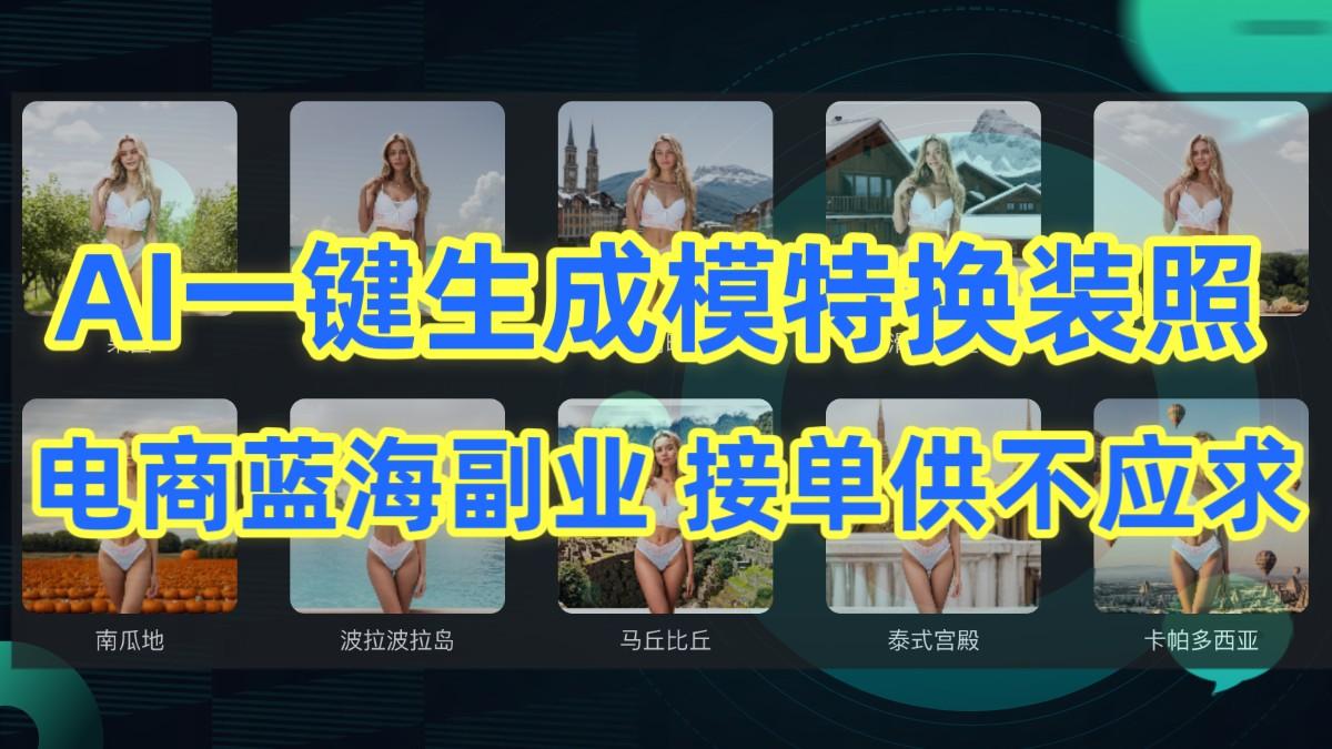 AI制作一键生成模特换装照,电商蓝海副业,接单供不应求-青禾学社