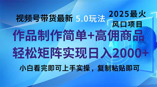 视频号带货最新5.0玩法,作品制作简单,当天起号,复制粘贴,轻松矩阵…-青禾学社