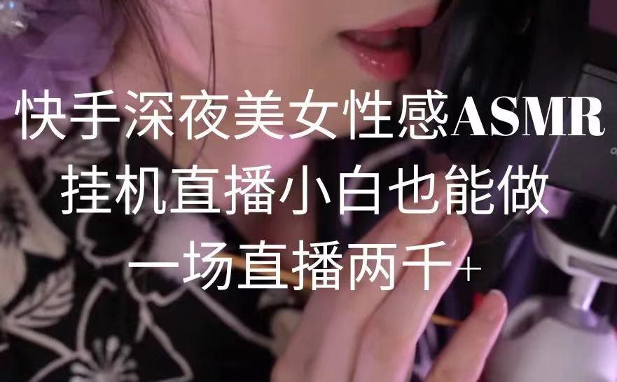 快手深夜美女性感ASMR挂机直播,小白也能做,一场直播两千+-青禾学社