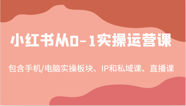 小红书从0-1实操运营课,包含手机/电脑实操板块、IP和私域课、直播课(97节)-青禾学社