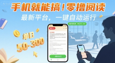 手机就能搞!零撸阅读挂G,最新平台,一键自动运行,随时随地挣,单日50-3张+【揭秘】-青禾学社