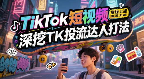 TikTok短视频带货线上课,深挖TK投流达人打法-青禾学社