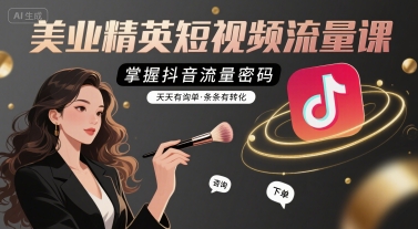 美业精英短视频流量课,掌握抖音流量密码,天天有询单,条条有转化-青禾学社