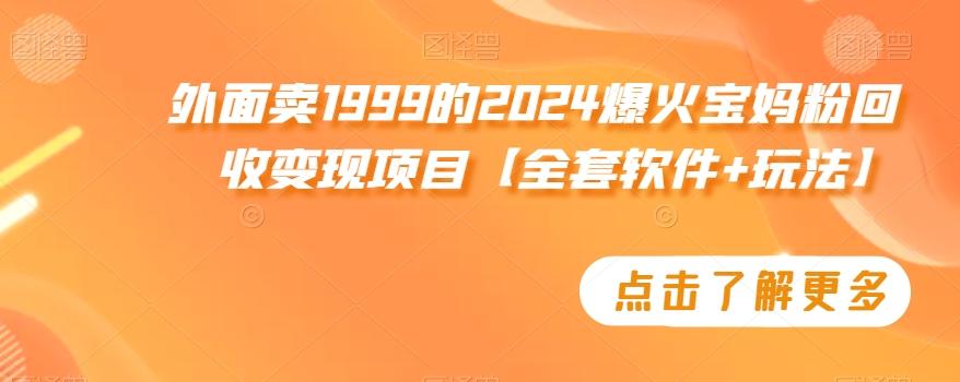 外面卖1999的2024爆火宝妈粉回收变现项目【全套软件+玩法】【揭秘】-青禾学社