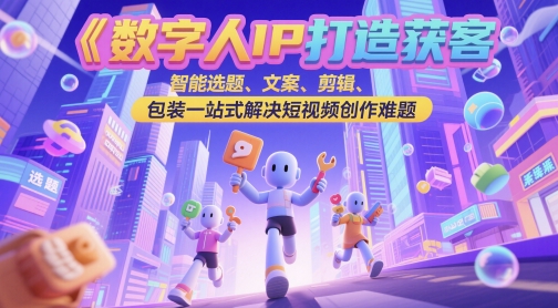 数字人IP打造获客变现实操课,智能选题、文案、剪辑、包装一站式解决短视频创作难题-青禾学社
