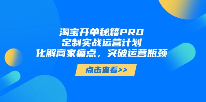 淘宝开单秘籍PRO,定制实战运营计划,化解商家痛点,突破运营瓶颈-青禾学社