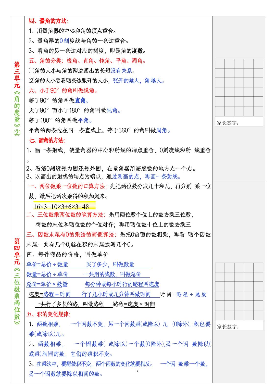 四上数学30天记录单-青禾学社