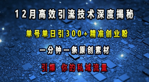 最新高效引流技术深度揭秘 ,单号单日引300+精准创业粉,一分钟一条原创素材,引爆你的私域流量-青禾学社