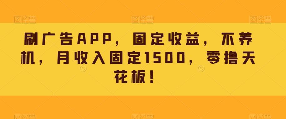 刷广告APP,固定收益,不养机,月收入固定1500,零撸天花板!-青禾学社