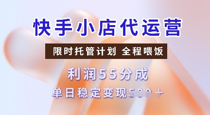 快手小店代运营，限时托管计划，收益55分，单日稳定变现多张【揭秘】-青禾学社