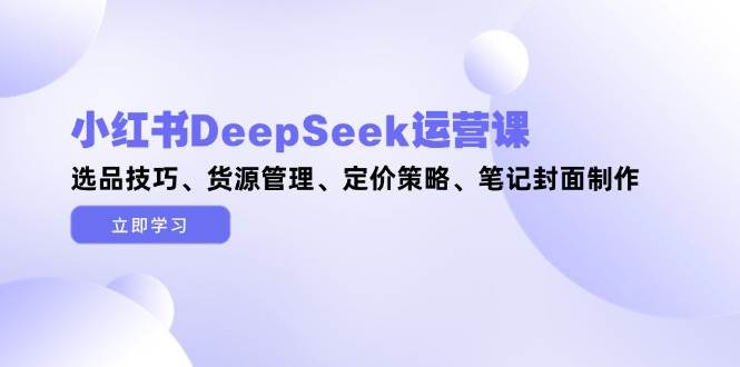 小红书DeepSeek运营课,选品技巧、货源管理、定价策略、笔记封面制作-青禾学社