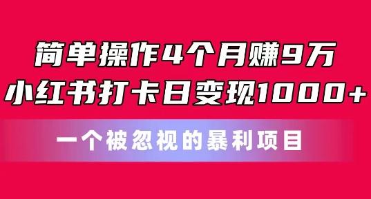 简单操作4个月赚9w,小红书打卡日变现1k,一个被忽视的暴力项目【揭秘】-青禾学社