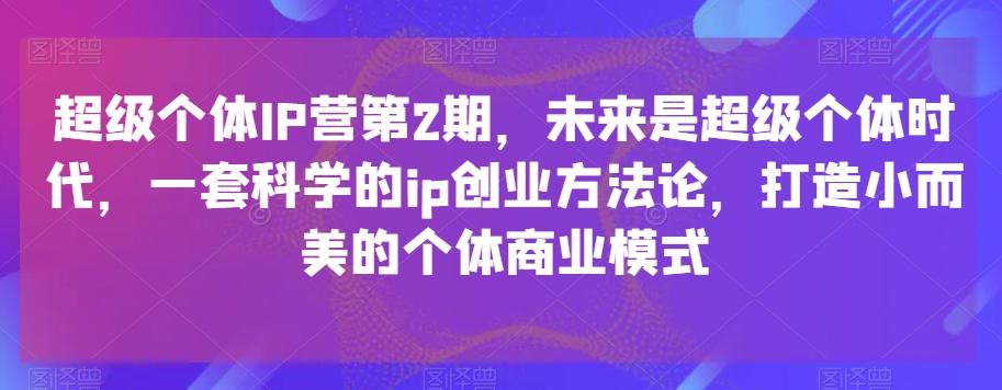 超级个体IP营第2期,未来是超级个体时代,一套科学的ip创业方法论,打造小而美的个体商业模式-青禾学社