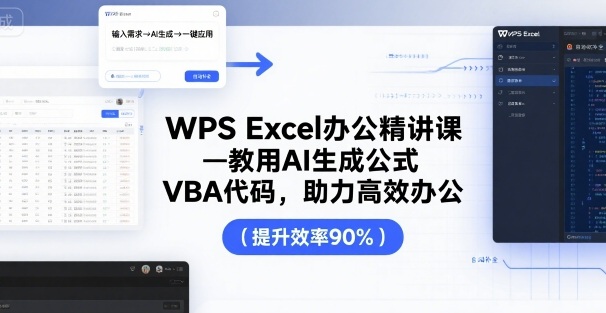 WPS Excel办公精讲课,教用 AI 生成公式,VBA 代码,助力高效办公-青禾学社