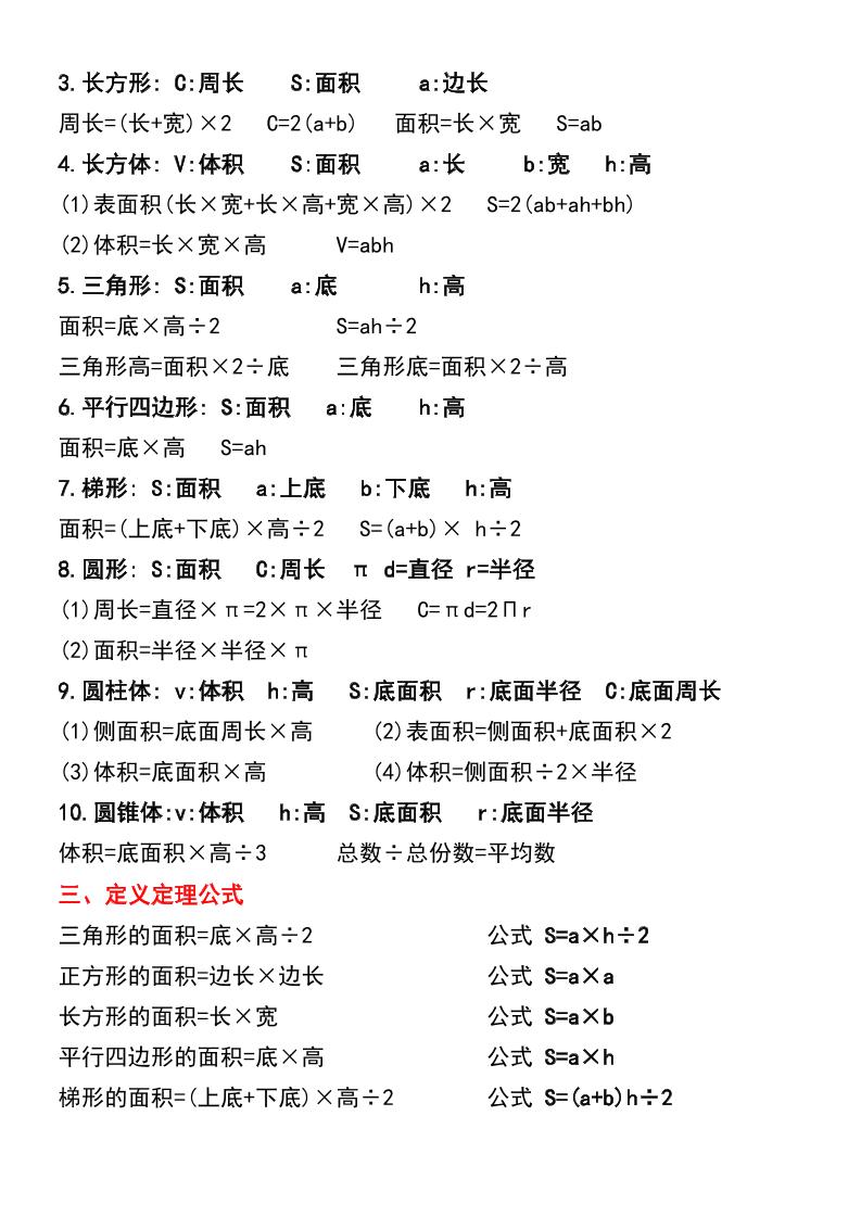 五年级下册数学必背公式大全(期中常考)-青禾学社