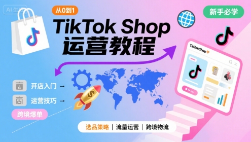 TikTok Shop从0到1运营教程,TikTok跨境电商新手必学课程-青禾学社