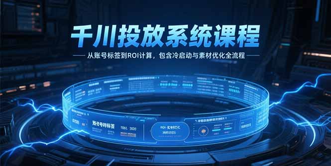 千川投放系统课程，从账号标签到ROI计算，包含冷启动与素材优化全流程-青禾学社