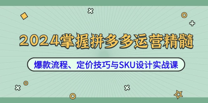 2024掌握拼多多运营精髓：爆款流程、定价技巧与SKU设计实战课-青禾学社