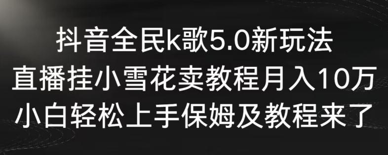 抖音全民k歌5.0新玩法，直播挂小雪花卖教程月入10万，小白轻松上手，保姆及教程来了【揭秘】-青禾学社