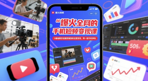 爆火全网的手机短视频变现课,0基础教你拍摄剪辑涨粉运营变现,用一部手机挣钱-青禾学社