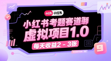 小红书考题赛道虚拟项目1.0,项目操作简单,每天收益2-3张-青禾学社