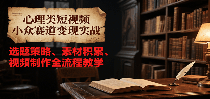 心理类短视频小众赛道变现实战,选题策略、素材积累、视频制作全流程教学-青禾学社