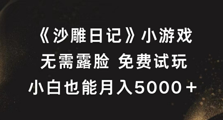 《沙雕日记》小游戏,无需露脸免费试玩,小白也能月入5000+【揭秘】-青禾学社