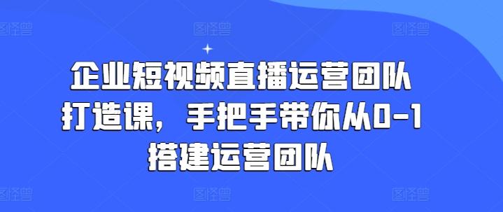 企业短视频直播运营团队打造课，手把手带你从0-1搭建运营团队-青禾学社
