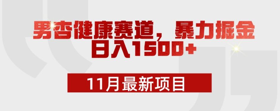 11月最新项目,男杏健康赛道,暴力掘金,日入1500+-青禾学社
