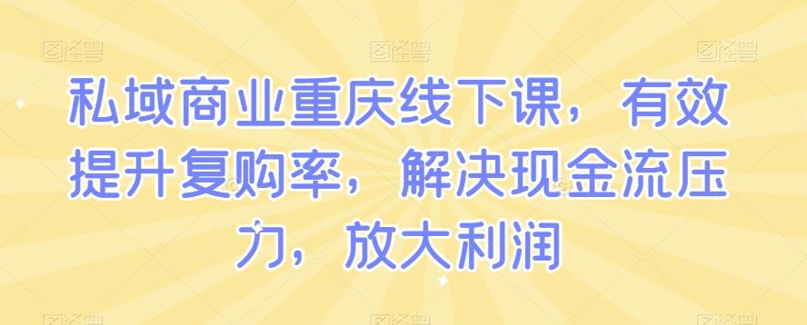 私域商业重庆线下课,有效提升复购率,解决现金流压力,放大利润-青禾学社