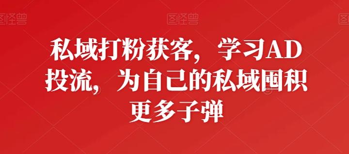 私域打粉获客,学习AD投流,为自己的私域囤积更多子弹-青禾学社