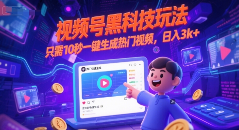 视频号黑科技玩法,只需10秒一键生成热门视频,日入3k+【揭秘】-青禾学社