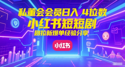 私董会会员日入4位数小红书红果短剧拉新爆单经验分享-青禾学社