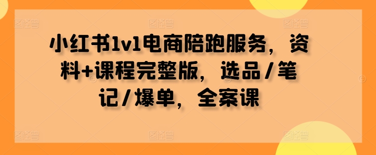 小红书1v1电商陪跑服务,资料+课程完整版,选品/笔记/爆单,全案课-青禾学社