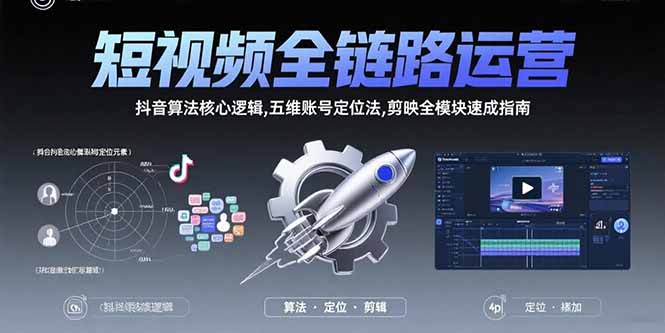 短视频全链路运营:抖音算法核心逻辑,五维账号定位法,剪映全模块速成指南-青禾学社