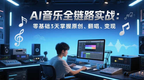 AI音乐全链路实战变现课:零基础3天掌握原创、翻唱、变现-青禾学社