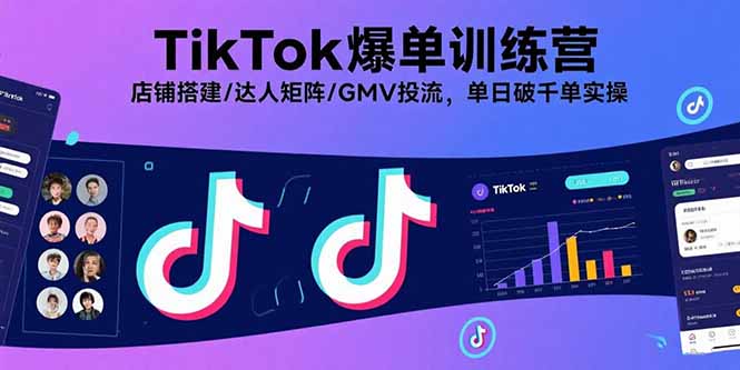 TikTok爆单训练营,店铺搭建/达人矩阵/GMV投流,单日破千单实操-青禾学社