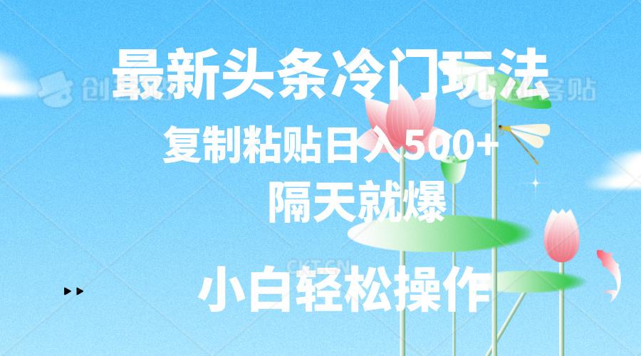 最新头条冷门玩法，隔天就爆，复制粘贴日入500+-青禾学社