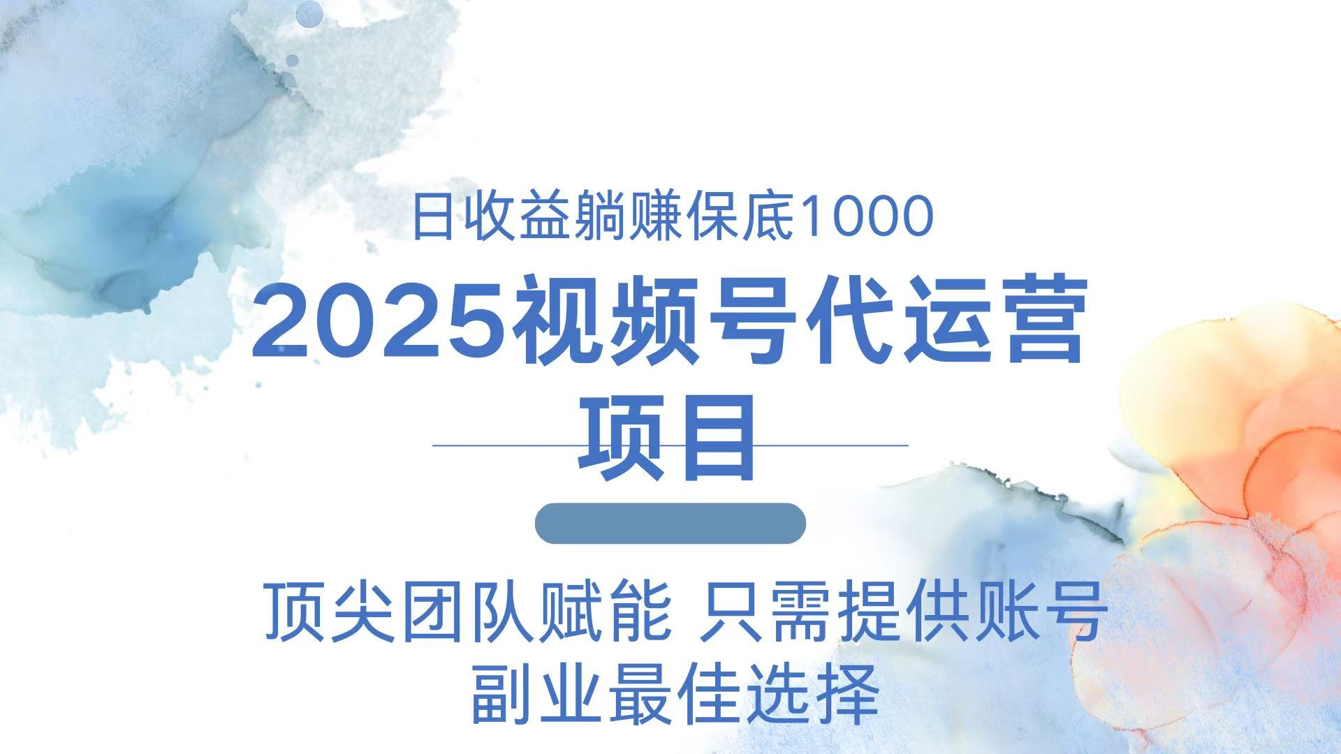 2025视频号代运营 日躺赚1000+ 只需提供账号-青禾学社