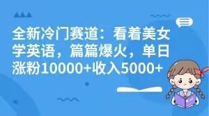全新冷门赛道：看着美女学英语，篇篇爆火，单日涨粉10000+收入5000+-青禾学社